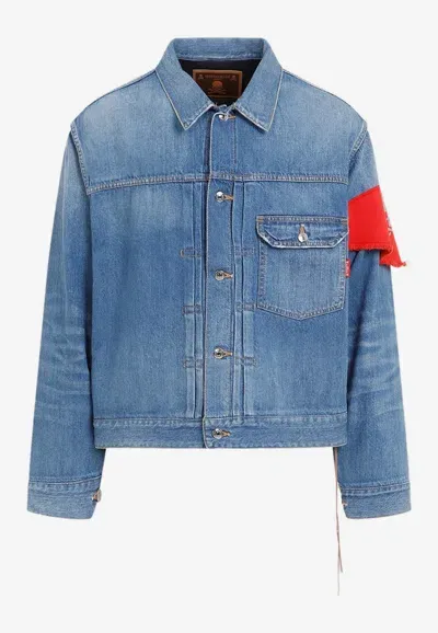 Mastermind Arm Bandana Denim Jacket In Blue