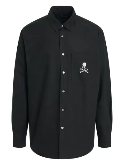 Mastermind Japan Embroidered Cotton Shirt In Black