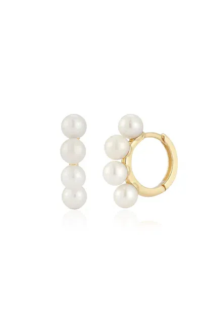 Mateo 14k Yellow Gold Pearl Hoop Earrings