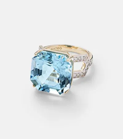 Mateo 14kt Gold Ring With Topaz And Diamonds