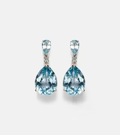 Mateo Sophia 14kt Gold Earrings With Topaz And Diamonds