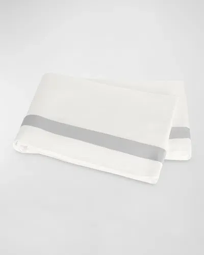 Matouk Ambrose Full/queen Flat Sheet In Bone/silver