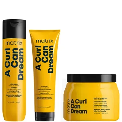 Matrix A Curl Can Dream Manuka Honey Infused Shampoo, Mask And Leave-in Cream Routine For Curls And Coils In White