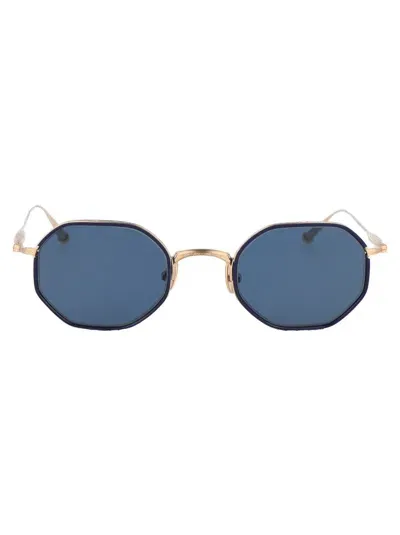 Matsuda Sunglasses In Brushed Gold - Navy Solid