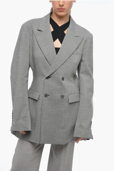 Matthew Adams Dolan Double Breasted Blazer With Pied De Poule Pattern