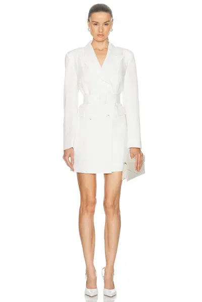 Matthew Bruch Oversized Double Breasted Blazer Dress In White