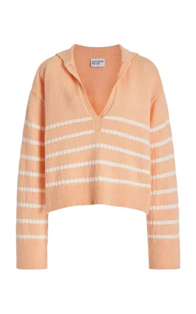 Matthew Bruch Striped Cotton-blend Knit Sailor Sweater In Pink