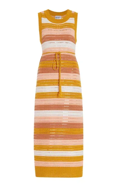 Matthew Bruch Striped Knit-mesh Midi Tank Dress