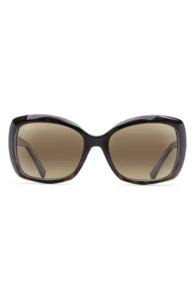 Maui Jim Orchid 56mm Polarizedplus2® Square Sunglasses In Tortoise Peacock/hcl Bronze