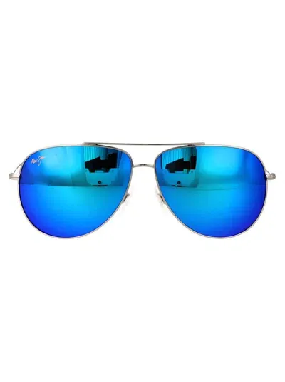 Maui Jim Sunglasses In Shinly Silver Blue Green