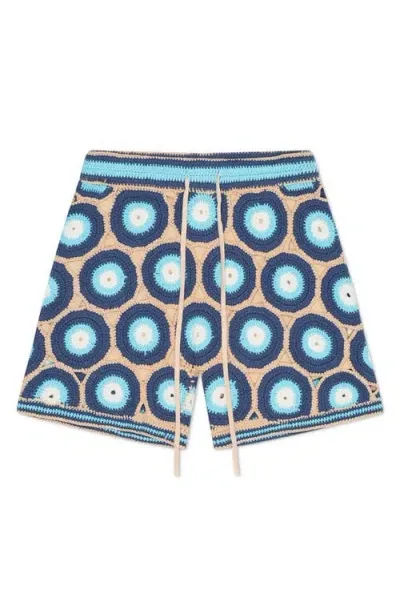 Mavrans Evil Eye Crochet Shorts In Blue Multi