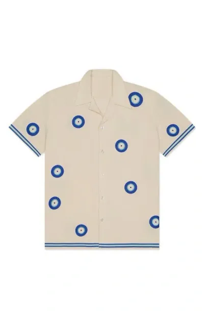 Mavrans Evil Eye Organic Cotton Camp Shirt In Ivory