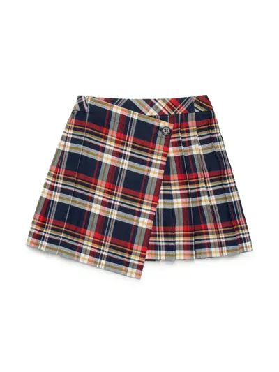 Max & Co Kids' Checked Cotton Skirt In Blue