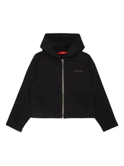 Max & Co Kids' Cotton Zip-up Hoodie In Black