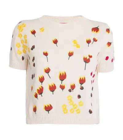 Max & Co Knitted Embroidered T-shirt In White