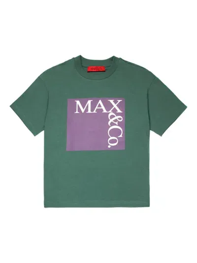 Max & Co Kids' Logo-print Cotton T-shirt In Green