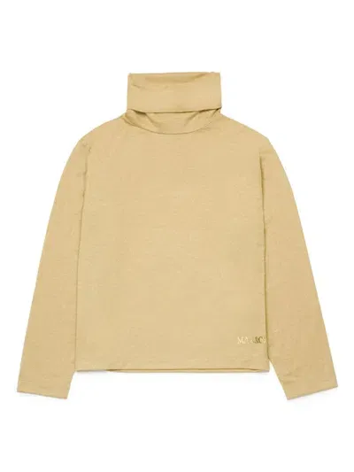 Max & Co Kids' Logo-print Lurex Roll-neck Top In Neutrals