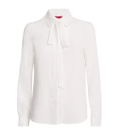 Max & Co Pussybow-tie Blouse In White