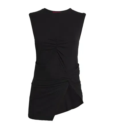 Max & Co Ruched Asymmetric Tank Top In Black