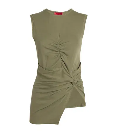 Max & Co Ruched Asymmetric Tank Top In Green