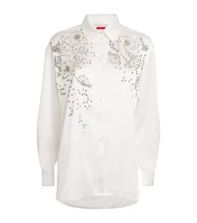 Max & Co Satin Embellished Shirt In White