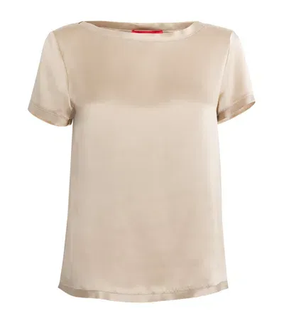 Max & Co Silk T-shirt In Brown