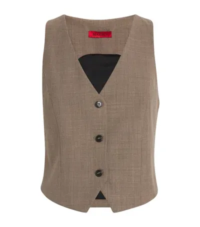 Max & Co Single-breasted Waistcoat In Brown