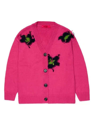 Max & Co Kids' V-neck Button-up Cardigan In Pink