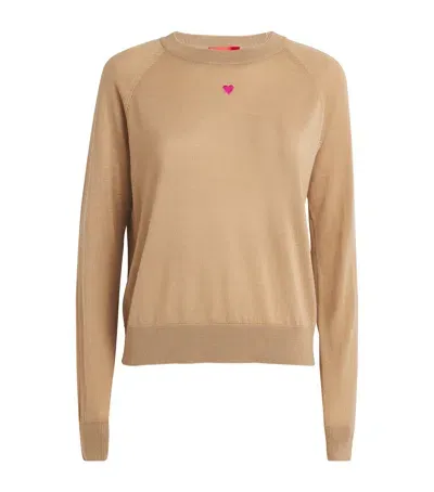 Max & Co Wool Heart Sweater In Beige