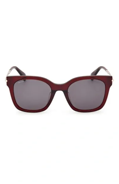 Max Mara 53mm Square Sunglasses In Shiny Bordeaux/smoke