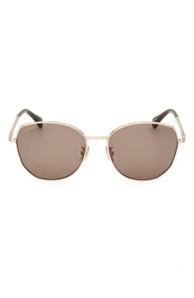 Max Mara 58mm Round Sunglasses In Gold/brown