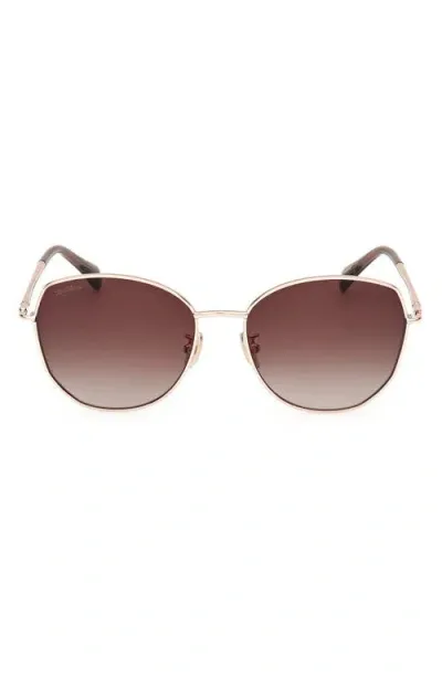 Max Mara 58mm Round Sunglasses In Gold/gradient Brown