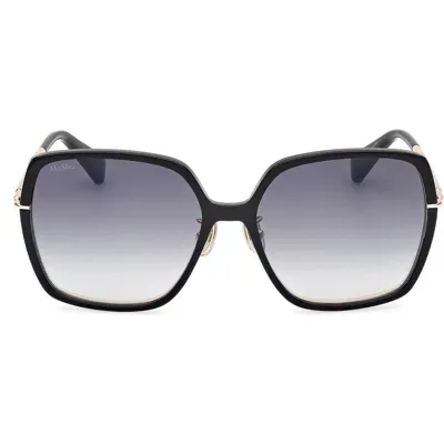 Max Mara 59mm Round Sunglasses In Shiny Black/gradient Smoke