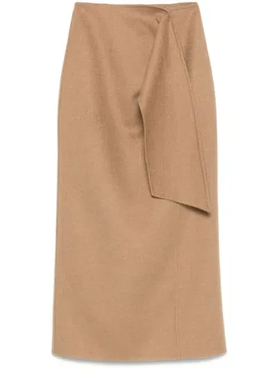 Max Mara Acline Midi Skirt In Brown