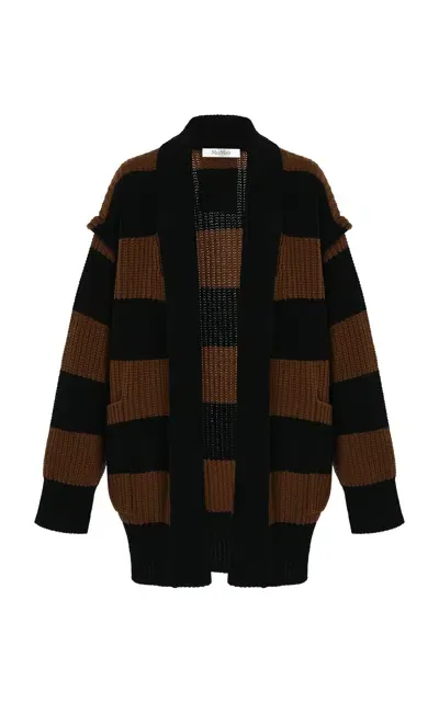 Max Mara Agre Striped Cardigan In Black