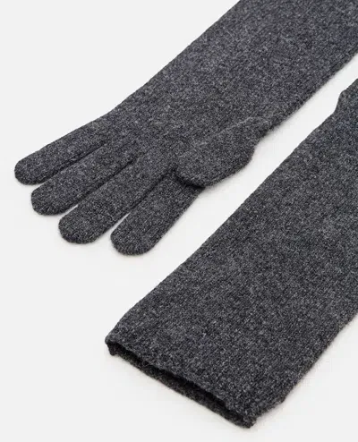 Max Mara Alaggio Cashmere Ribbed Gloves In Grey