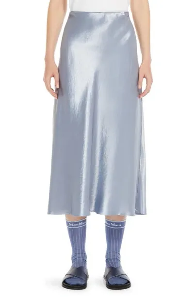 Max Mara Alessio Straight Satin Midi Skirt In Sky Blue