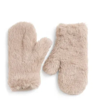 Max Mara Alpaca-wool-silk Gloves In Beige