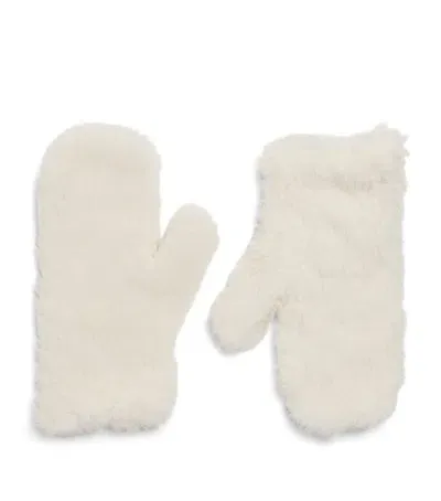 Max Mara Alpaca-wool-silk Gloves In White