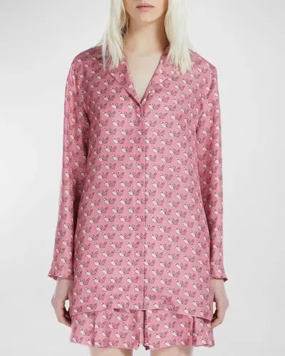 Max Mara Alpe Animal-print Silk Shirt In Pink