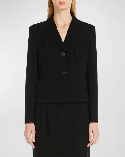 Max Mara Alpino Single-breasted Patch Pocket Jacket In Black