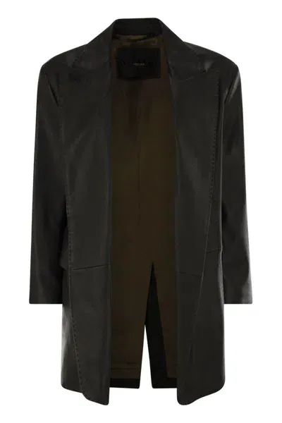 Max Mara Ardea - Nappa Leather Oversized Blazer Coat In Black