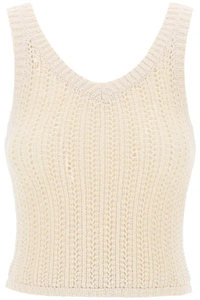 Max Mara Arrigo Knit Cotton-blend Tank Top In Ivory