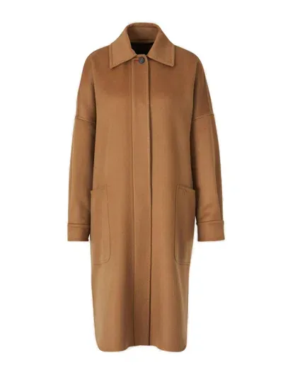 Max Mara Atelier Button Detailed Oversized Coat In Beige