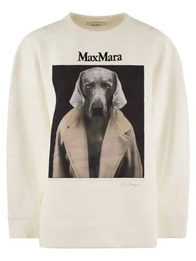 Max Mara Bacco Cotton Sweatshirt With Wegman Print In White