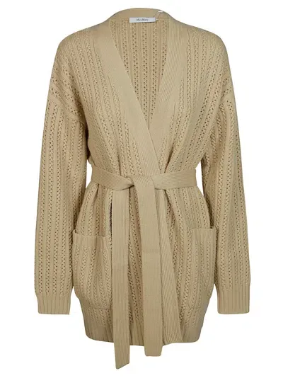 Max Mara Balzac Cardigan Lungo In Beige