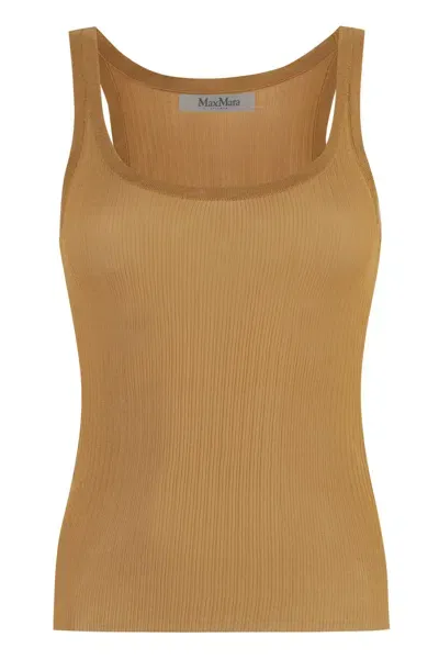 Max Mara Bastia Silk Top In Beige