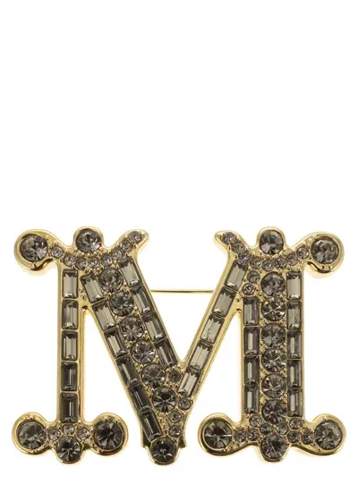 Max Mara Bath2 - Monogram Brooch With Crystals In Gold