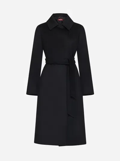 Max Mara Bcollag Belted Wool Coat In Black