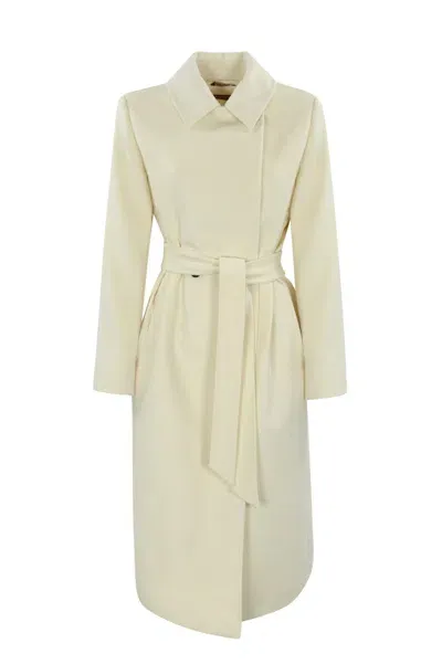 Max Mara Bcollag Wool Wrap Coat In Bianco Lana